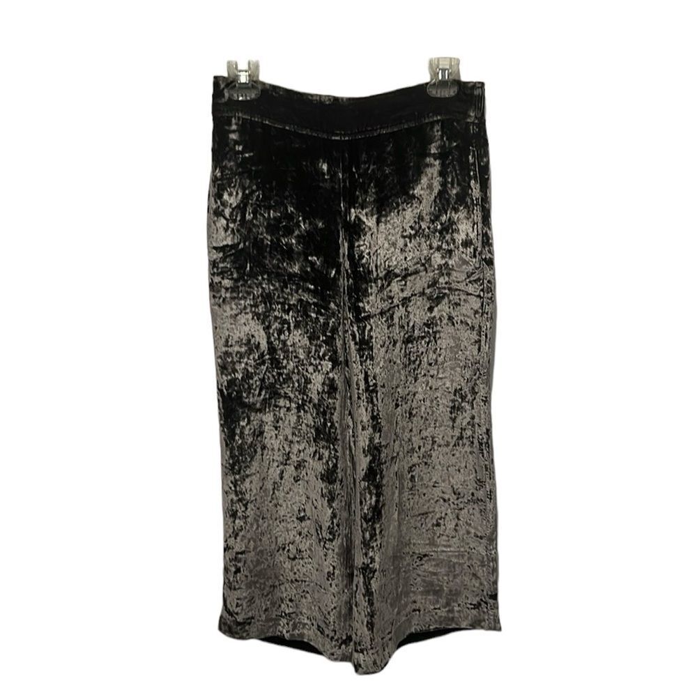 Madewell brown velvet silk blend wide leg crop pants size Small